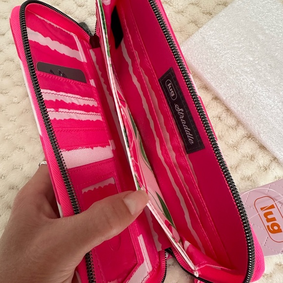 New with tags! Lug wallet / wristlet called the straddle in magenta stripe - Picture 3 of 7